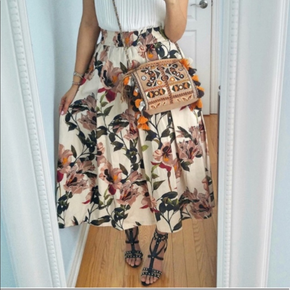 Zara Floral Midi Skirt